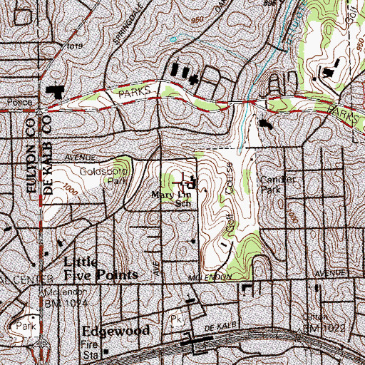 Topographic Map of Mary Lin Elementary School, GA