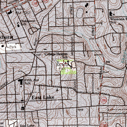 Topographic Map of McCoy Park, GA
