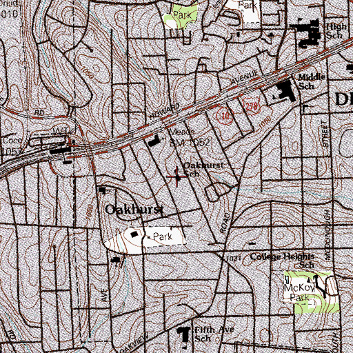 Topographic Map of Oakhurst Elementary School, GA
