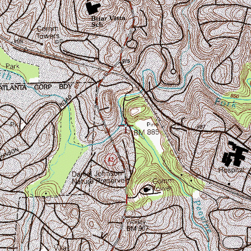 Topographic Map of Peavine Creek, GA