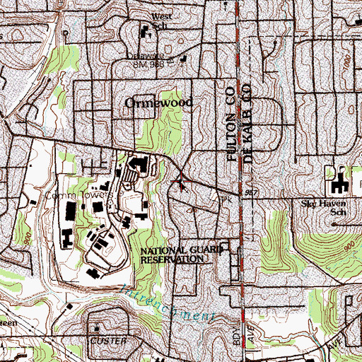 Topographic Map of Woodland Hills Church, GA