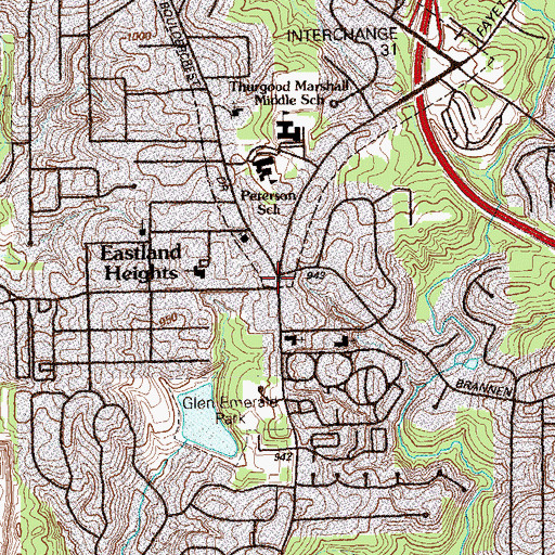 Topographic Map of Eastland Heights, GA