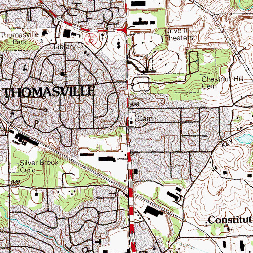 Topographic Map of Thomasville, GA