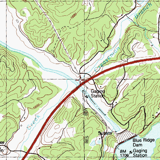 Topographic Map of Creaseman Branch, GA