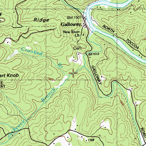 Topographic Map of Crooked Branch, GA