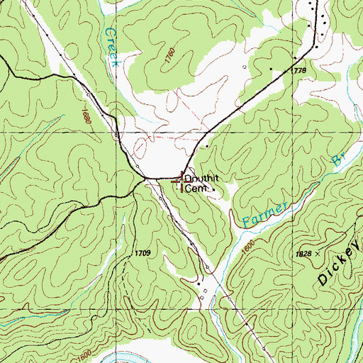 Topographic Map of Douthit Cemetery, GA