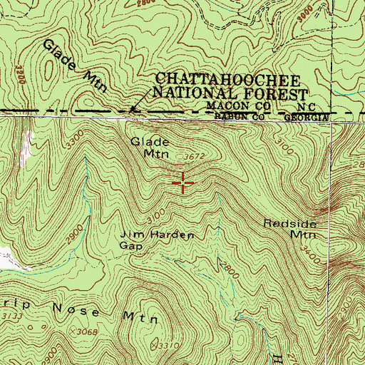 Topographic Map of Glade Mountain, GA