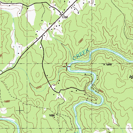 Topographic Map of Grusher Branch, GA