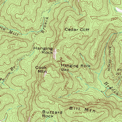 Topographic Map of Hanging Rock, GA