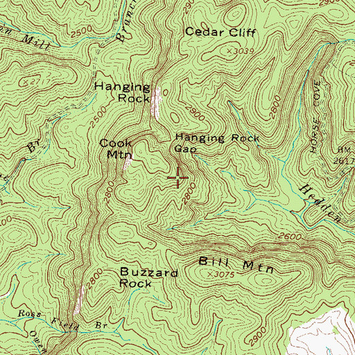 Topographic Map of Hanging Rock Gap, GA
