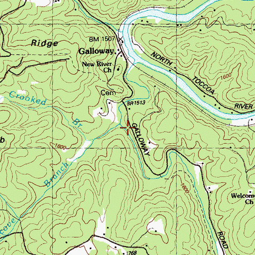 Topographic Map of Jackcove Branch, GA