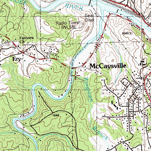 Topographic Map of Kingtown Branch, GA