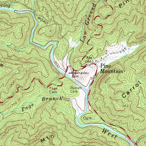 Topographic Map of Law Ground Creek, GA