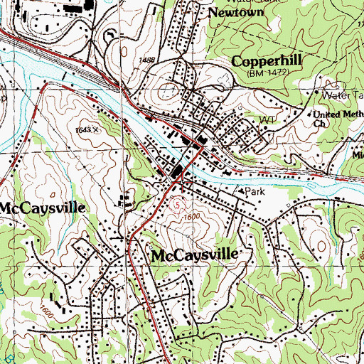 Topographic Map of McCaysville, GA