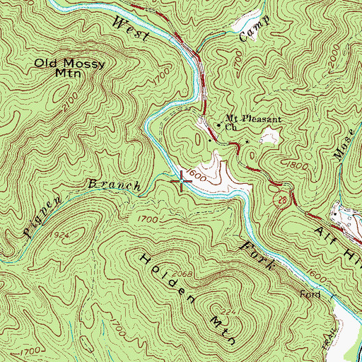 Topographic Map of Pigpen Branch, GA
