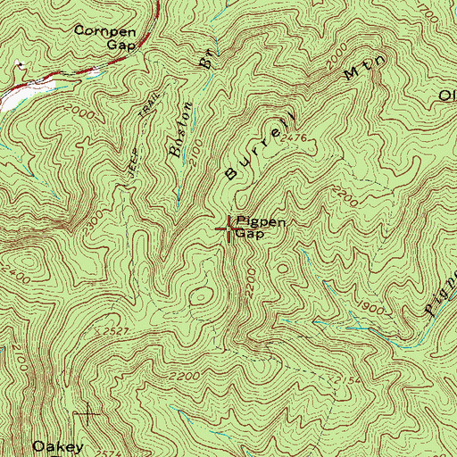 Topographic Map of Pigpen Gap, GA