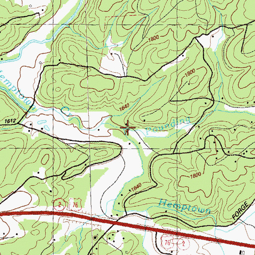 Topographic Map of Pounding Mill Branch, GA