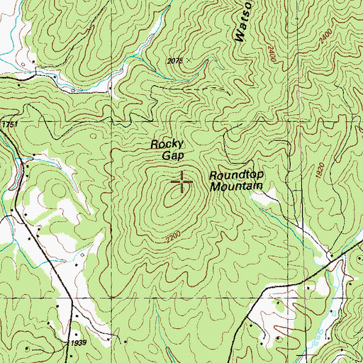 Topographic Map of Roundtop Mountain, GA