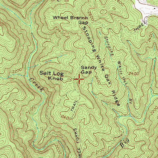 Topographic Map of Sandy Gap, GA