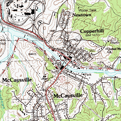 Topographic Map of Toccoa River, GA
