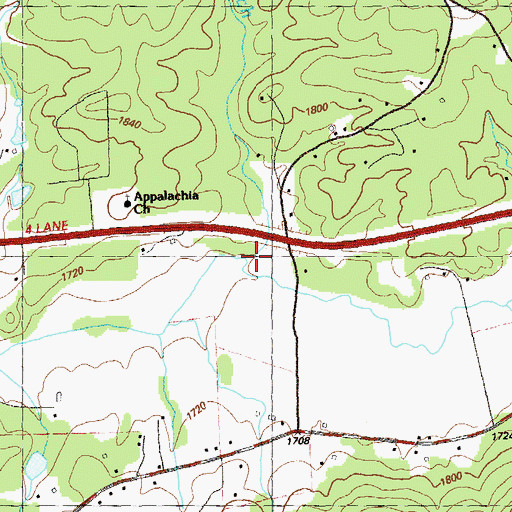 Topographic Map of Williams Branch, GA