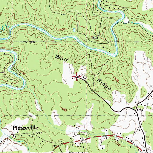 Topographic Map of Wolf Ridge, GA