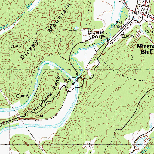 Topographic Map of Young Stone Creek, GA