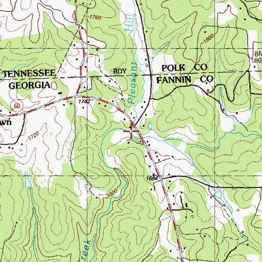 Topographic Map of Pleasant Hill Creek, GA