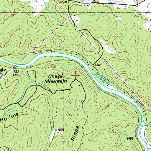 Topographic Map of Chase Mountain, GA