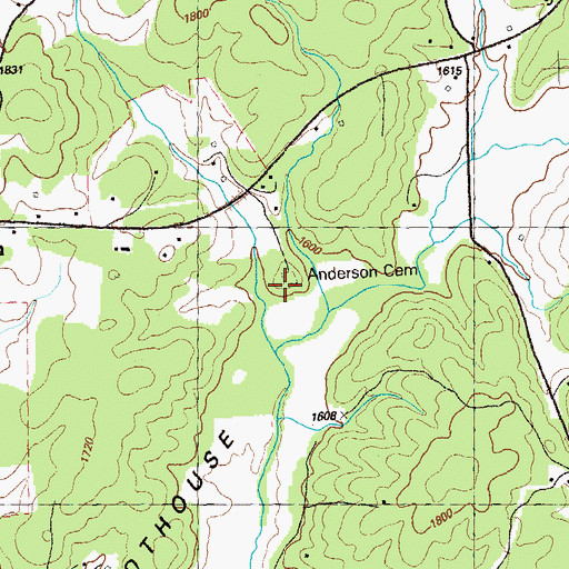 Topographic Map of Anderson Cemetery, GA