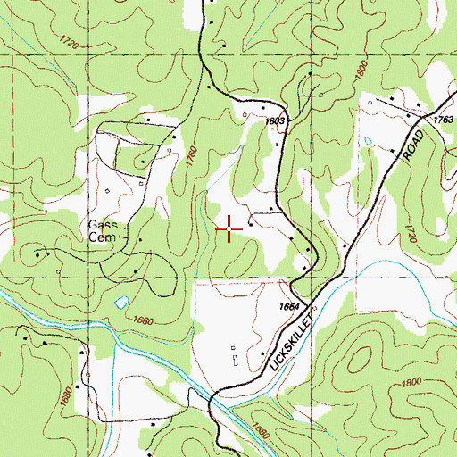 Topographic Map of Gass Cemetery, GA
