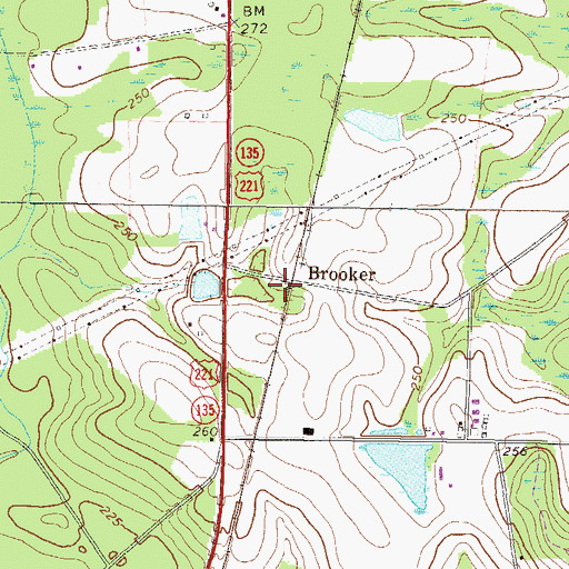 Topographic Map of Brooker, GA