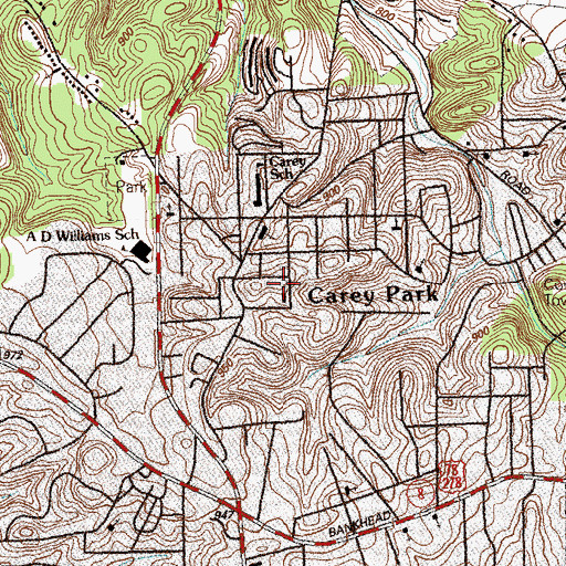 Topographic Map of Carey Park, GA