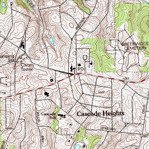 Topographic Map of Cascade Heights, GA