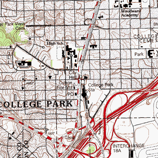 Topographic Map of College Park, GA