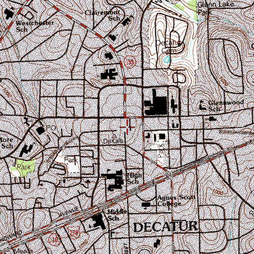 Topographic Map of Decatur, GA