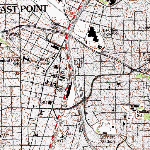 Topographic Map of East Point, GA