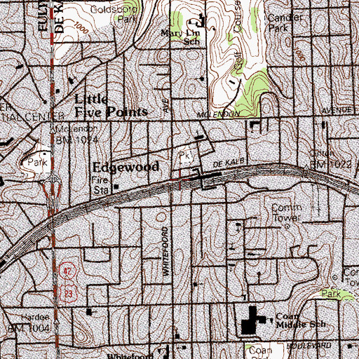 Topographic Map of Edgewood, GA