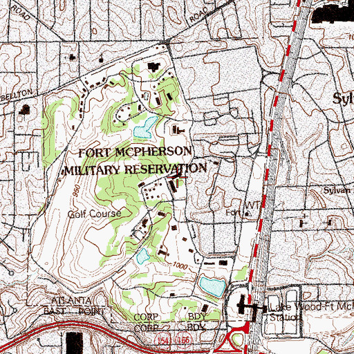 Topographic Map of Fort McPherson, GA