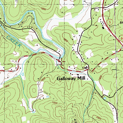 Topographic Map of Galloway Mill, GA