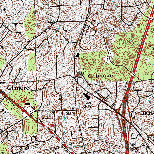 Topographic Map of Gilmore, GA