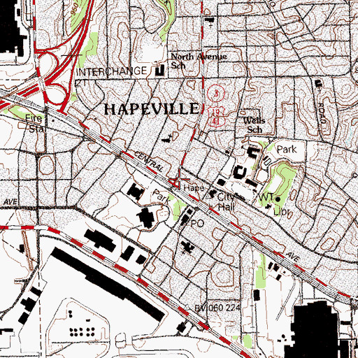 Topographic Map of Hapeville, GA