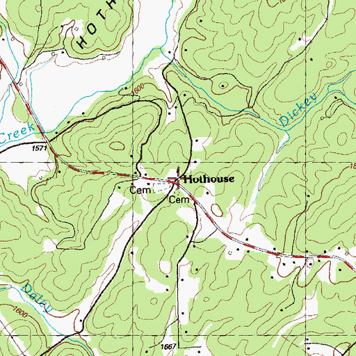 Topographic Map of Hothouse, GA