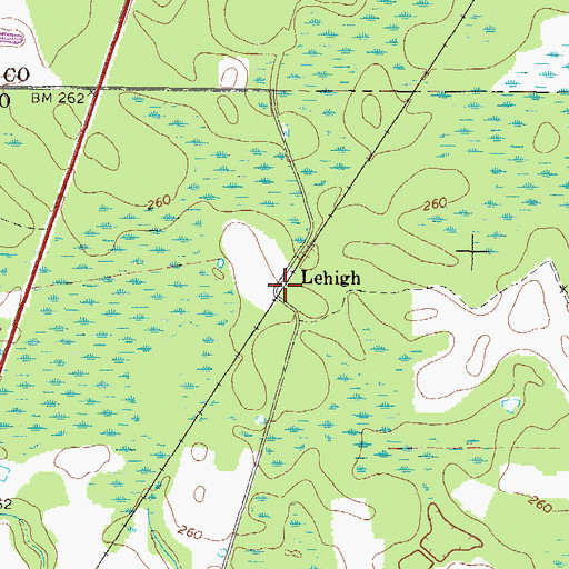 Topographic Map of Lehigh, GA