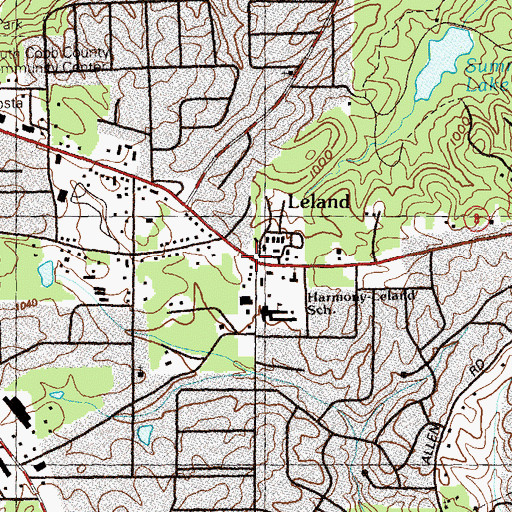Topographic Map of Leland, GA