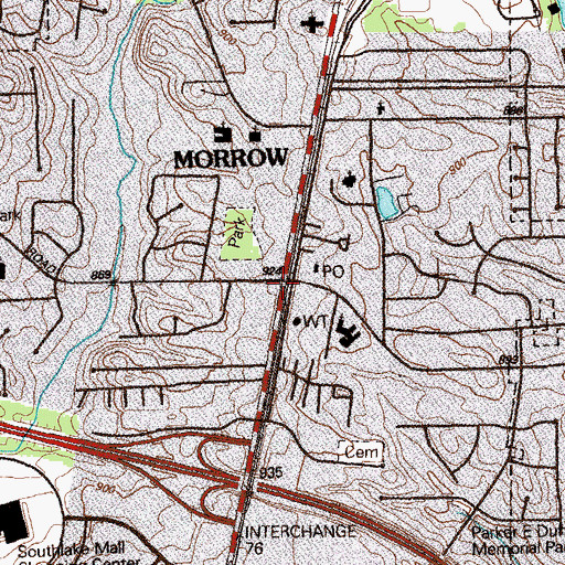 Topographic Map of Morrow, GA