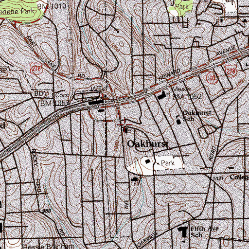 Topographic Map of Oakhurst, GA
