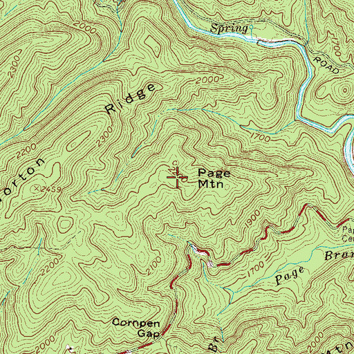 Topographic Map of Page Mountain, GA