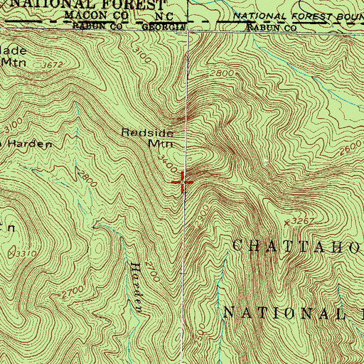 Topographic Map of Redside Mountain, GA