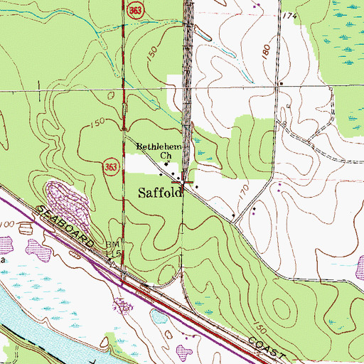 Topographic Map of Saffold, GA
